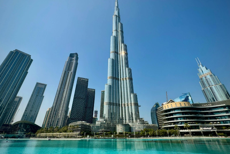 Dubai skyline with Burj Khalifa for retirement tax planning