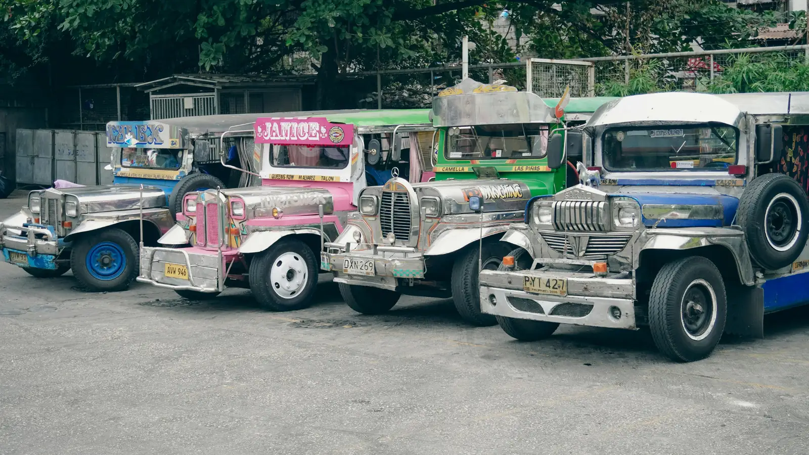 Traditional jeepneys lined up in the Philippines